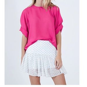 Koch Brooke Mini Skirt White Hey Print Layered Ruffle Flounce Size XS